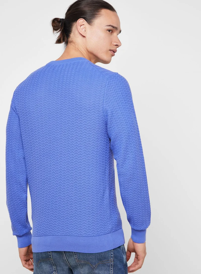 GANT Herringbone Textured Crew Neck Sweater