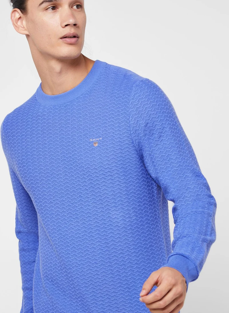 GANT Herringbone Textured Crew Neck Sweater