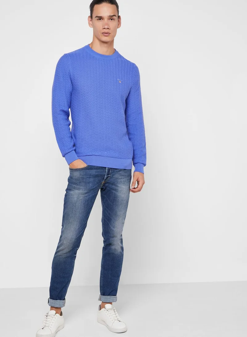 GANT Herringbone Textured Crew Neck Sweater