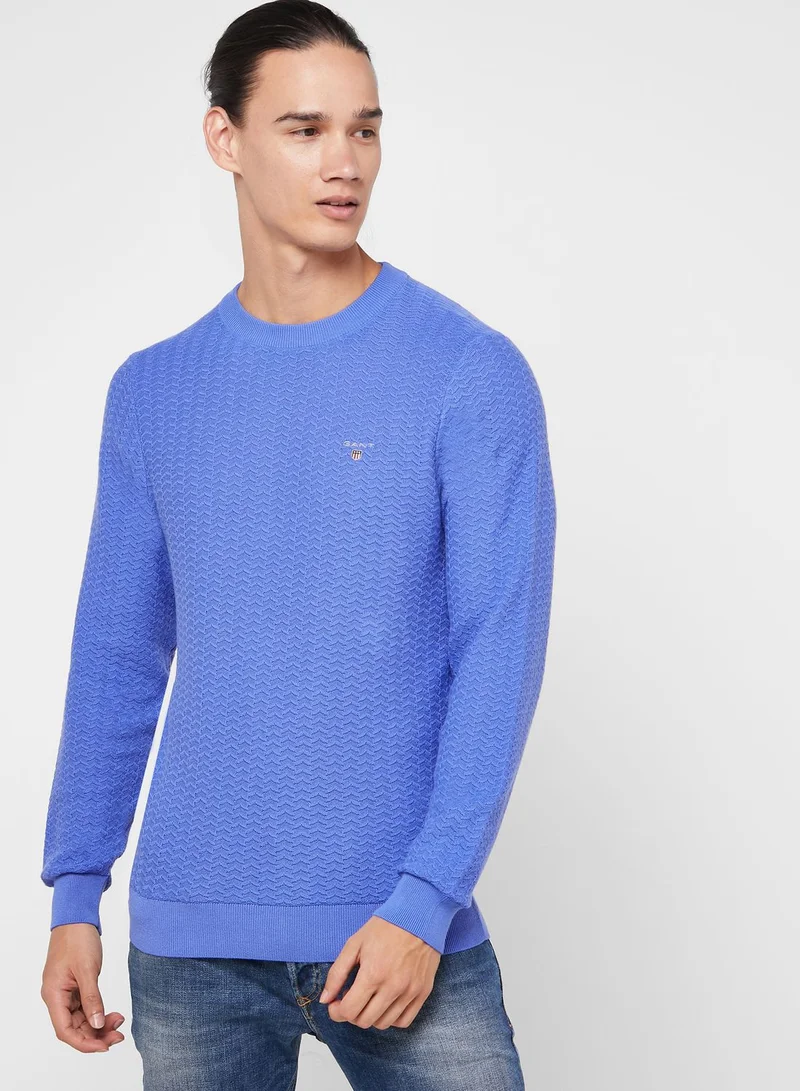 GANT Herringbone Textured Crew Neck Sweater