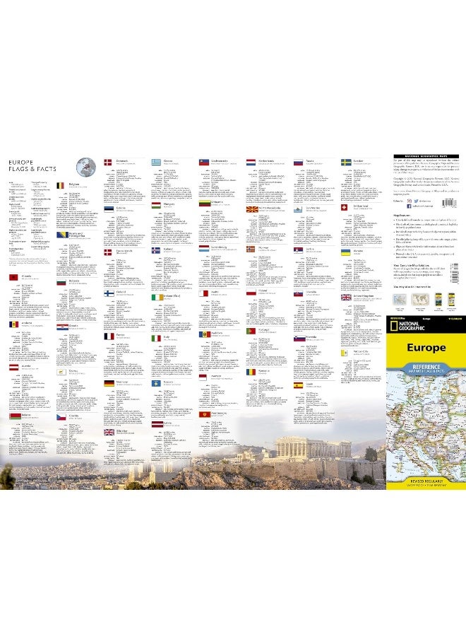 null - National Geographic Europe Map (Folded with Flags and Facts) - Image 1
