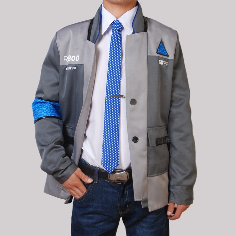Detroit Connor Cosplay Mens Costume Coat + Black Tie + shirt