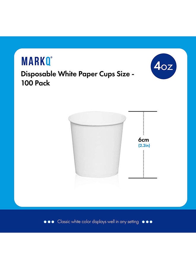 MARKQ [100 Cups] 4 oz. White Paper Cups - Small Disposable Espresso, Qahwa, Bathroom, Mouthwash Cups  - Image 2