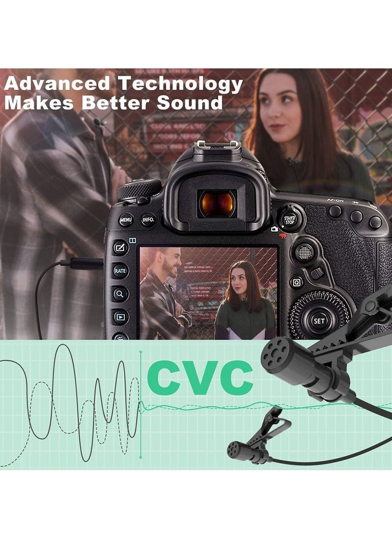 synco - Dual Lavalier Lapel Microphone, SYNCO Lav-S6D Lav Mic Double-head Clip on Omnidirectional 6m Cable for iPhone Android Smartphone, Camera DSLR, Audio Recorder, Laptop PC, with 6.3mm Adapter - Image 1
