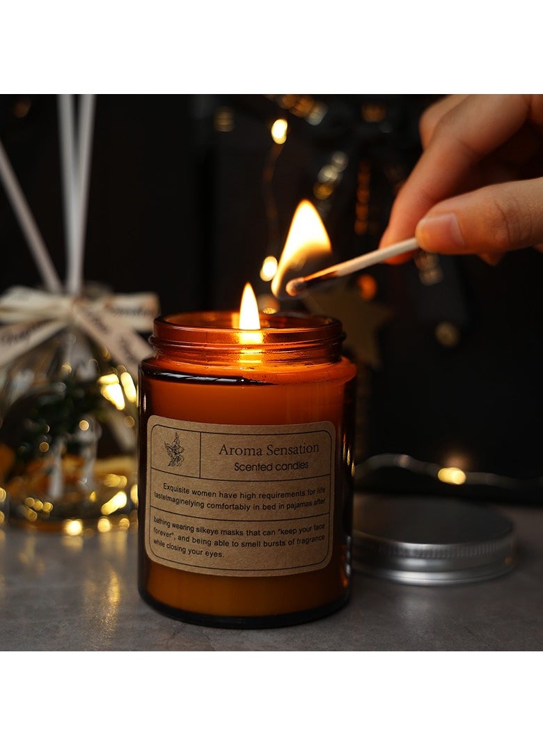 Mei Lifestyle - Jasmin Aromatic Dried Botanicals Reed Diffuser Scented Candle Jar and Bubble Candle Gift Set with Luxury Box - Image 1