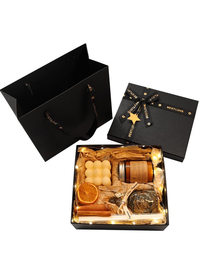 Mei Lifestyle Jasmin Aromatic Dried Botanicals Reed Diffuser Scented Candle Jar and Bubble Candle Gift Set with Luxury Box  - Image 5