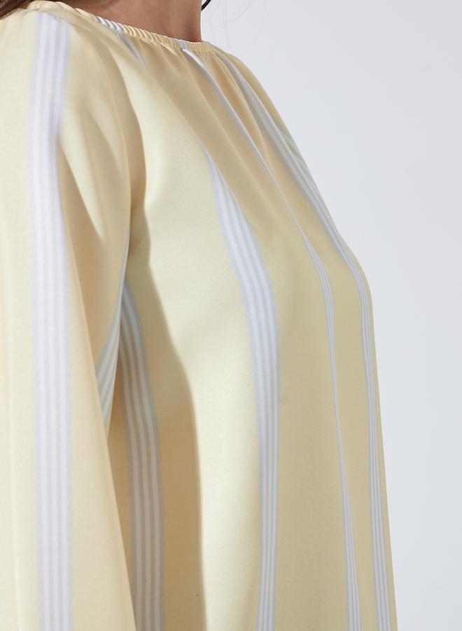 Styli Yellow Striped Long Sleeve Blouse - Image 4