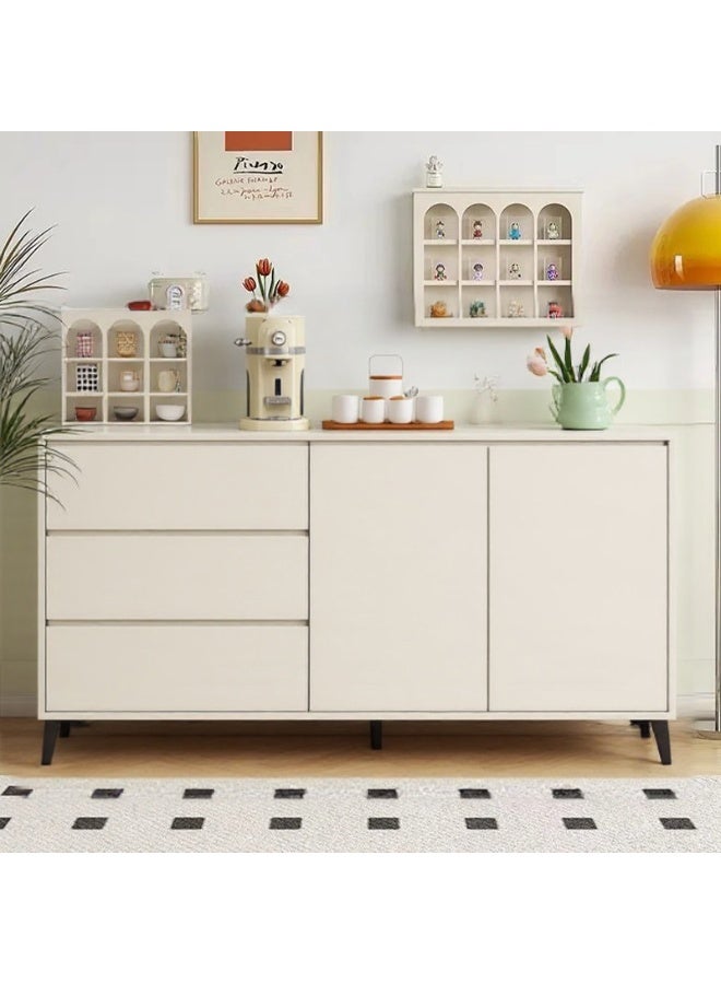 140cm  White Multifunctional Storage Cabinet Sideboard Tv Cabinet Integrated Wall Storage Cabinet With 3 Drawers And Double Doors Extra Large Capacity（140*40*75cm） - Image 4