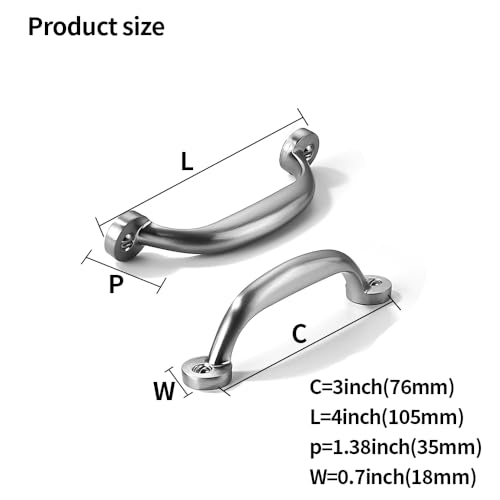 CABDM 10 Pack 3 inch Hole Center Brushed Satin Nickel Cabinet Pulls Heavy Duty Solid Drawer Hardware Handles Kitchen Vanity Bathroom Handles - Image 3