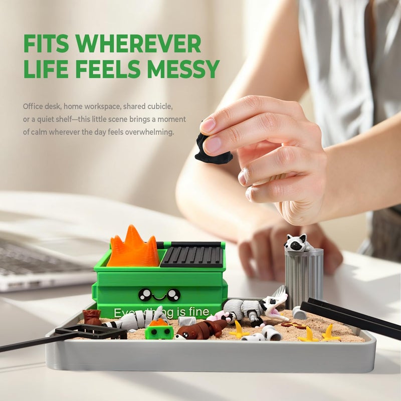 HouseBegan Dumpster Fire Zen Garden for Desk, Funny Mini Desktop Zen Sand Garden Kit, Funny Office Desk Accessory Stress Relief Gifts for Coworkers, Bosses, Friends, Birthday - Image 5
