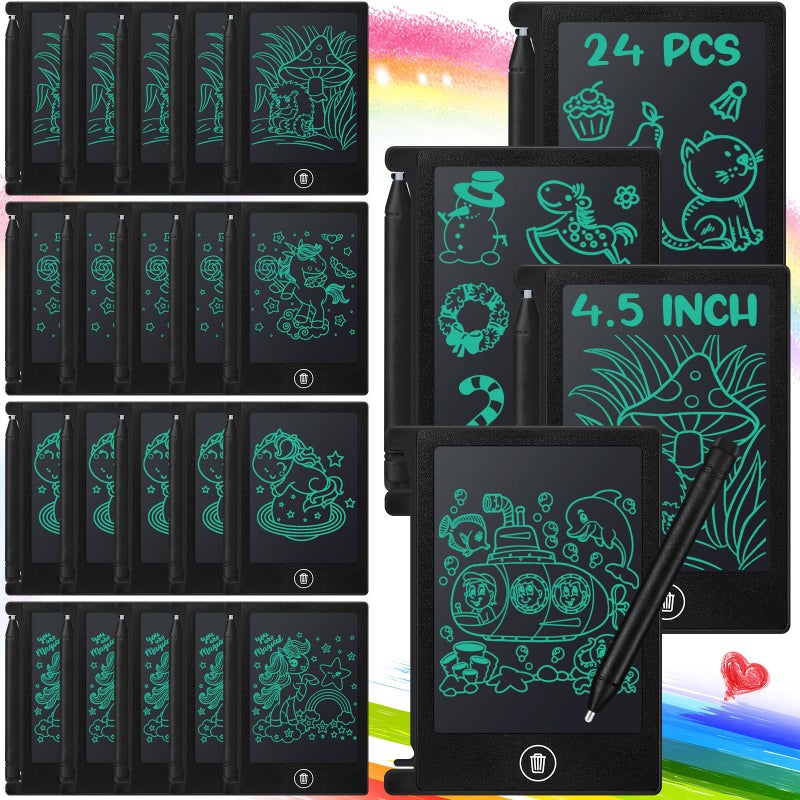 Zhehao 24 Pack LCD Mini Writing Tablet for Kids 45 Inch Doodle Board Bulk Erasable Reusable Electronic Drawing Pad Birthday Party Favors Goodie Bag Classroom GiftsBlack - Image 3