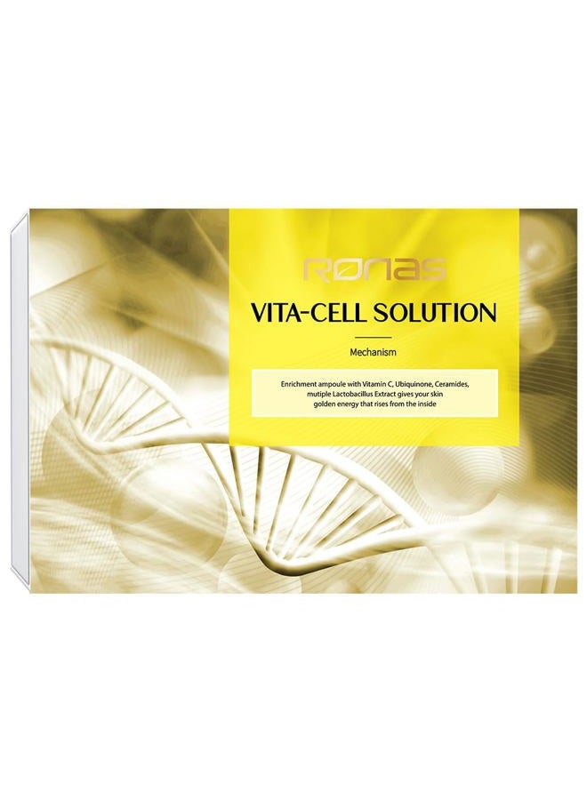 Ronas VITA Cell Solution Anti Aging Serum for Face neck with Hyaluronic Acid Vitamin C Ceramide Beta glucan Hydrating Tone up serum for Dark Spots Fine Lines and wrinkles 0.16oz 10vial - Image 2