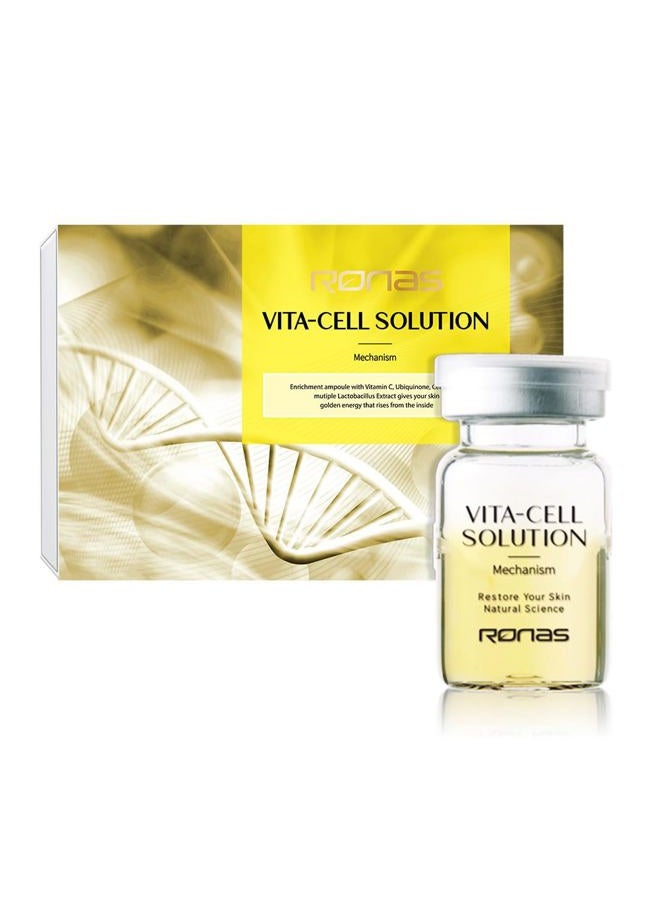 Ronas VITA Cell Solution Anti Aging Serum for Face neck with Hyaluronic Acid Vitamin C Ceramide Beta glucan Hydrating Tone up serum for Dark Spots Fine Lines and wrinkles 0.16oz 10vial - Image 3