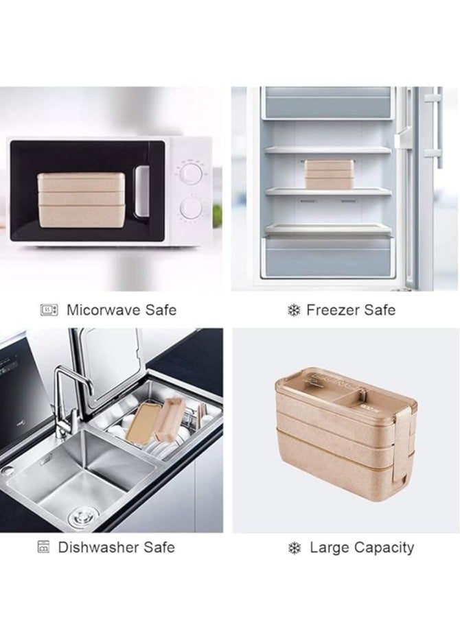 سبيس شوب لانش بوكس مقاوم للتسرب بسعة 900 مل 3 في 1 قابل للتكديس للأطفال والكبار - Image 2