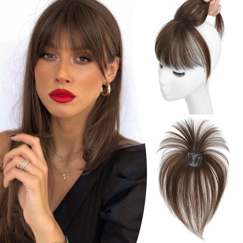 Bangs Hair Clip Clip in Bangs Real Human Hair Fake Bangs Clip on Bangs for Women 360 Cover Bangs Wispy Bangs French Bangs Fringe with Temples Curved Bangs for Daily Wear Bangs Clip In Hair Extensions