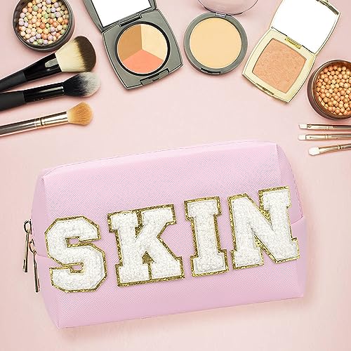 Gosuoa Preppy Makeup Bag,Skincare Bag,PU Leather Portable Waterproof Preppy Stuff for Travel Toiletry Bag,Makeup Bag for Girls Women - Image 4