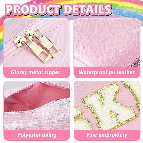 Gosuoa Preppy Makeup Bag,Skincare Bag,PU Leather Portable Waterproof Preppy Stuff for Travel Toiletry Bag,Makeup Bag for Girls Women - Image 3
