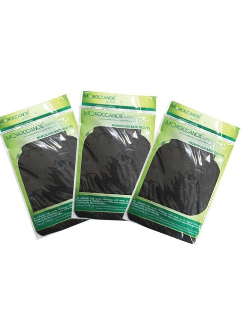 Luffa Moroccan Bath Gloves Black - 3 pcs
