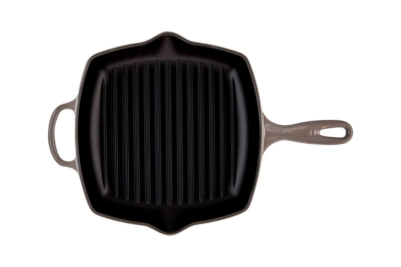 Le Creuset Le Creuset Enameled Cast Iron Signature Square Skillet Grill, 10.25", Oyster  - Image 2
