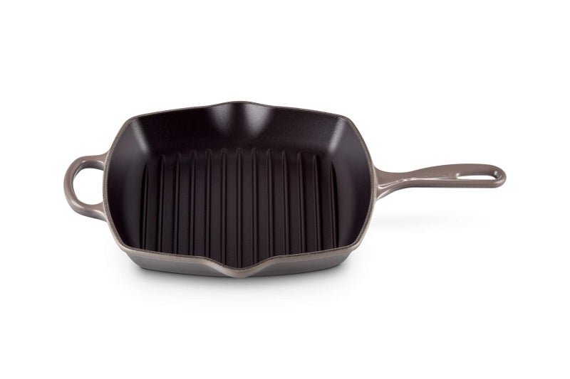 Le Creuset Le Creuset Enameled Cast Iron Signature Square Skillet Grill, 10.25", Oyster  - Image 3