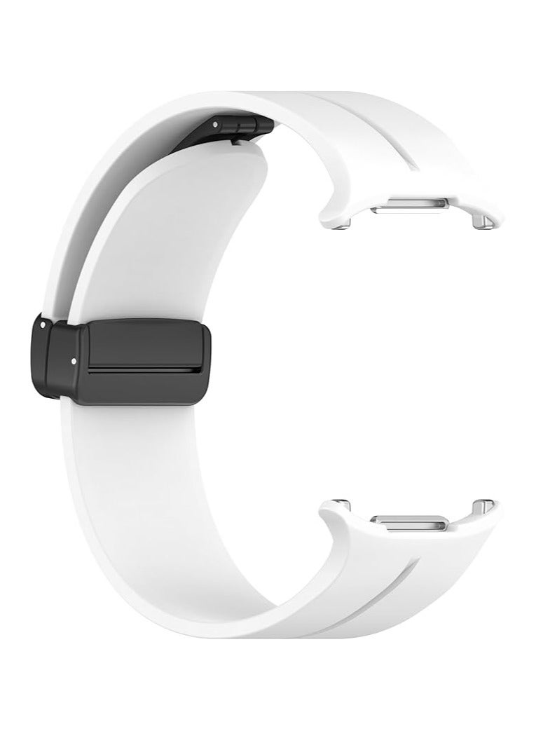 Compatible with Samsung Galaxy Watch Ultra Bands 47mm, Magnetic Silicone Band Compatible with Galaxy Watch 7 Ultra Band 2024 Replacement Strap for Men Women (White)