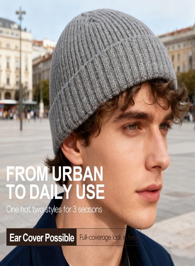 CHUANGLI Oversized L/XL/XXL Merino Wool Beanie Hat for Men Big Head Cuffed Watch Cap Warm Soft Knit Winter Hat Black - Image 5