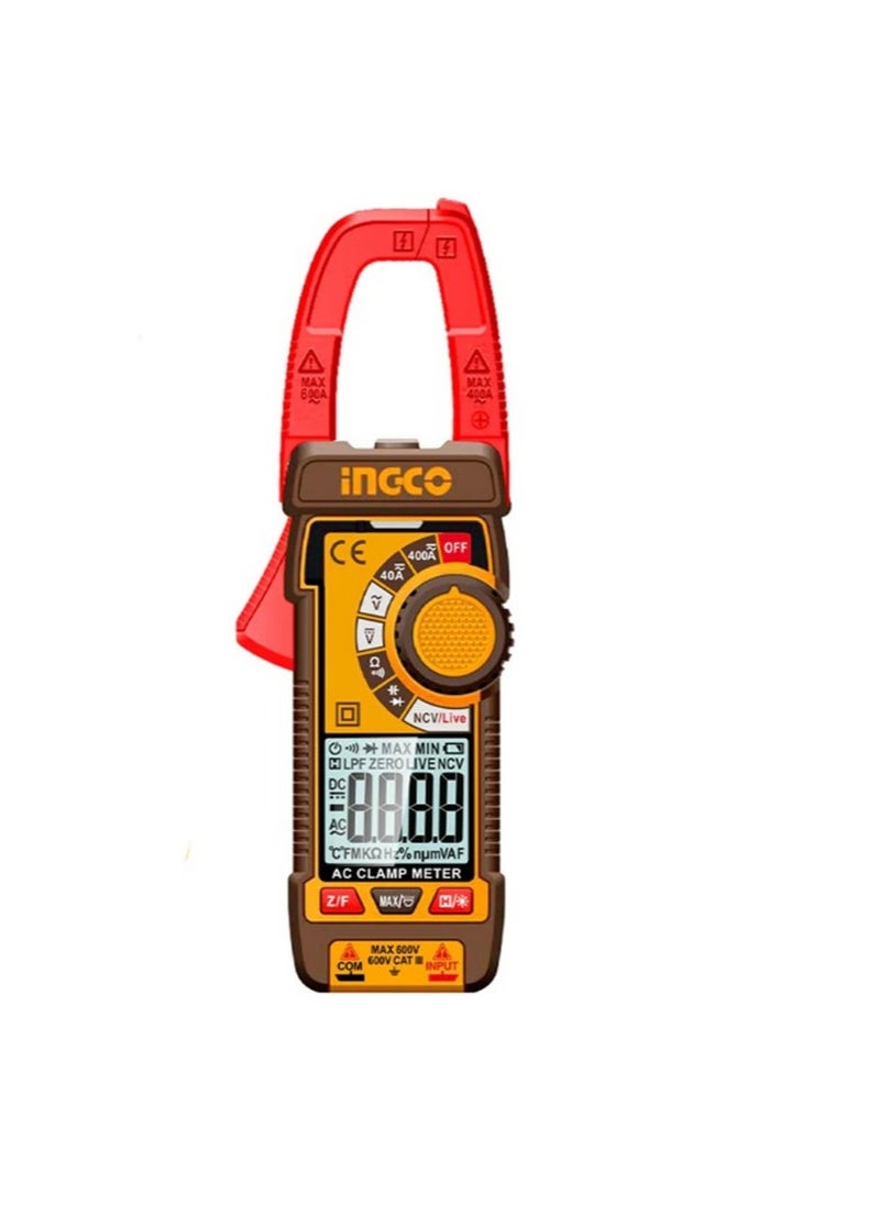 INGCO Digital Clamp Meter, 400A AC/DC, True RMS, 4000 Counts, LCD Backlit Display, Auto Shutdown, Model : DCM62002  - Image 1
