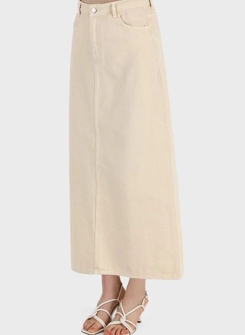 Refka by modanisa High Waist Denim Skirt