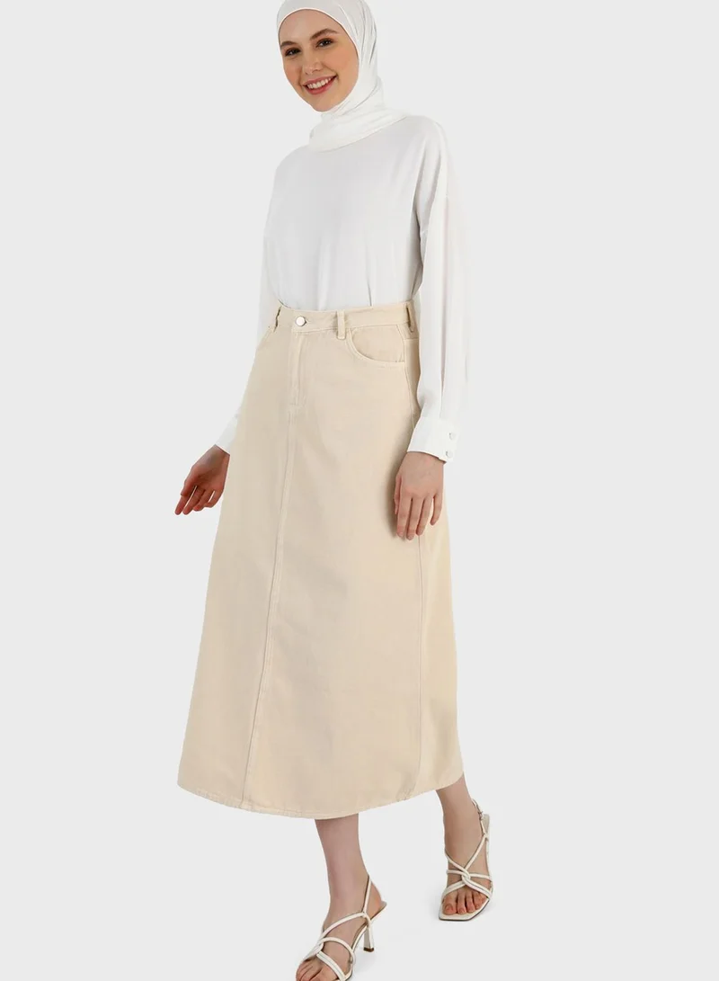 Refka by modanisa High Waist Denim Skirt