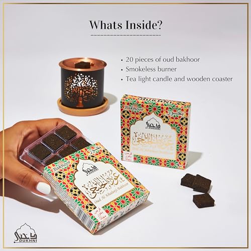 DUKHNI Oud Al Khaleeji Bakhoor Set by Dukhni | 2 x 9 Piece Each & Tree Bakhoor Burner | Arabic Bakhoor Incense | Citrus, Spicy Oud Blend | Perfect for Prayer Time | to Relax & Meditate - Image 3