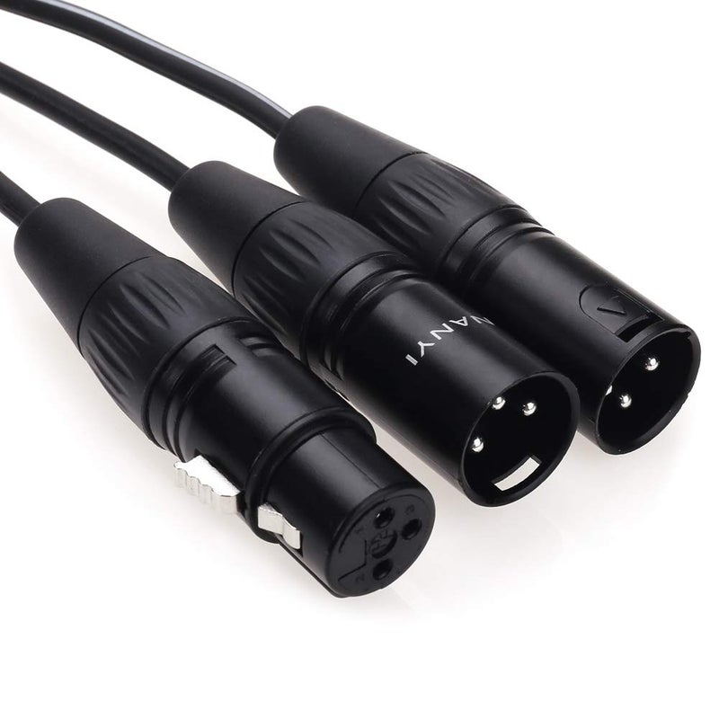NANYI XLR Splitter Microphone Cable XLR to XLR Patch Cables 3-Pin XLR Male to Dual XLR Female Y Cable Adaptor mic Cable DMX Cable Patch Cords with Oxygen -5FT - Image 1