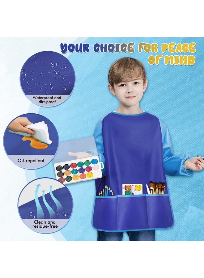 VCOSTORE Kids Art Smock Toddler Painting Smockwaterproof Long Sleeve Kids Art Apron With 3 Pockets For Children - Image 4