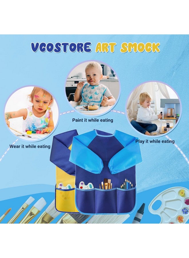 VCOSTORE Kids Art Smock Toddler Painting Smockwaterproof Long Sleeve Kids Art Apron With 3 Pockets For Children - Image 5