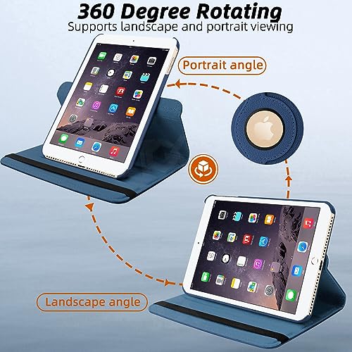 TGK Rotating Cover for iPad Air 2 Covers ipad 9.7 inch A1566, A1567 (2014 Launch) - Dark Blue - Image 3