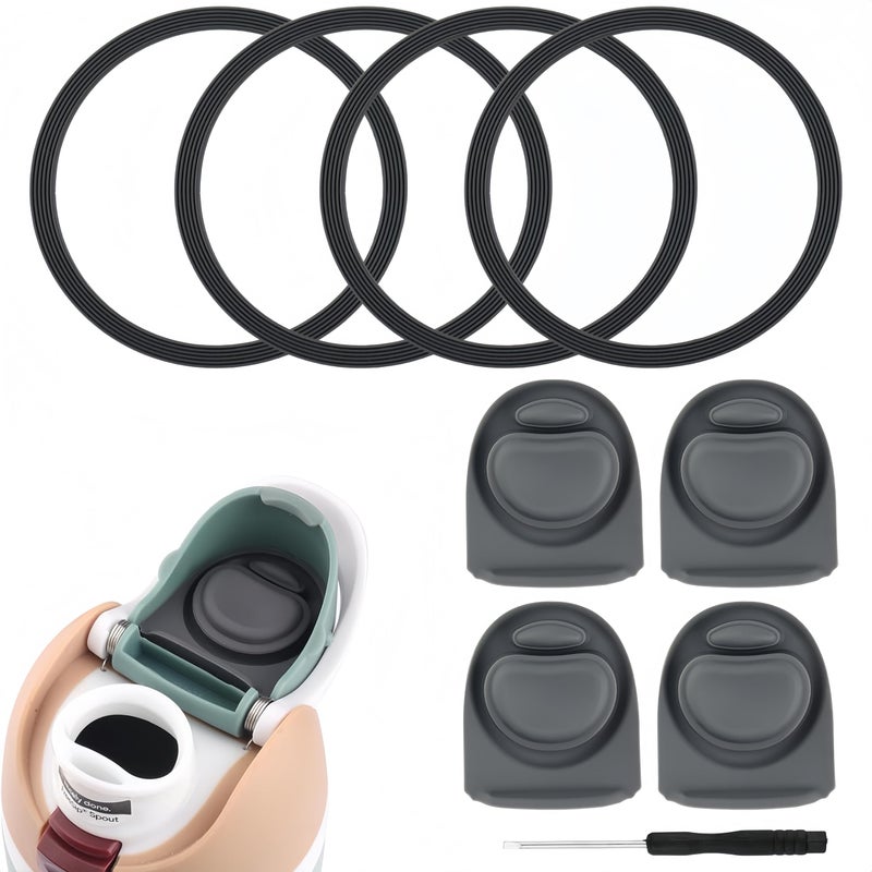 Joshey 8Pack Rubber Seal Replacement Gasket & Stopper Set, Compatible with Owala Freesip 24oz 32oz Bottle Spout Lid-Silicone Gasket Replacement Parts (Gray) - Image 1