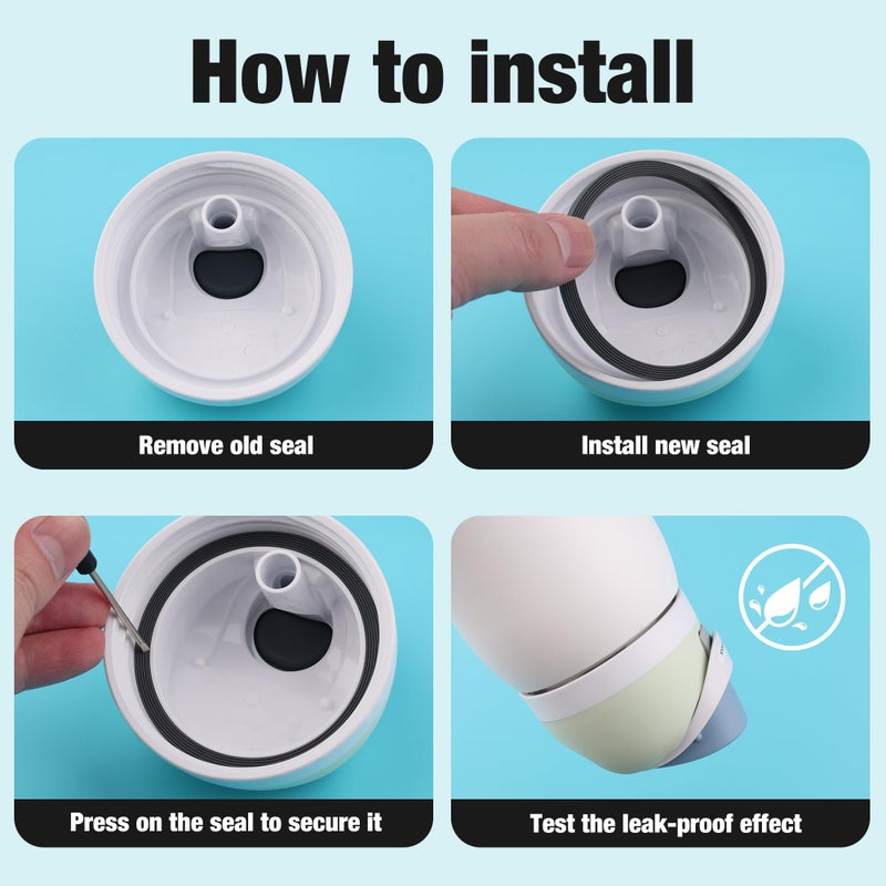 Joshey 8Pack Rubber Seal Replacement Gasket & Stopper Set, Compatible with Owala Freesip 24oz 32oz Bottle Spout Lid-Silicone Gasket Replacement Parts (Gray) - Image 4