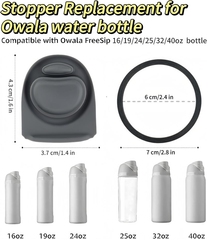 Joshey 8Pack Rubber Seal Replacement Gasket & Stopper Set, Compatible with Owala Freesip 24oz 32oz Bottle Spout Lid-Silicone Gasket Replacement Parts (Gray) - Image 2