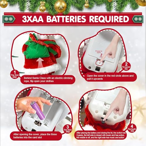 Kidology Electric Climbing Rope Santa with Music | Animated Santa Claus Figure for Christmas Tree, Home & Holiday Decorations Pack of 1 - Image 4