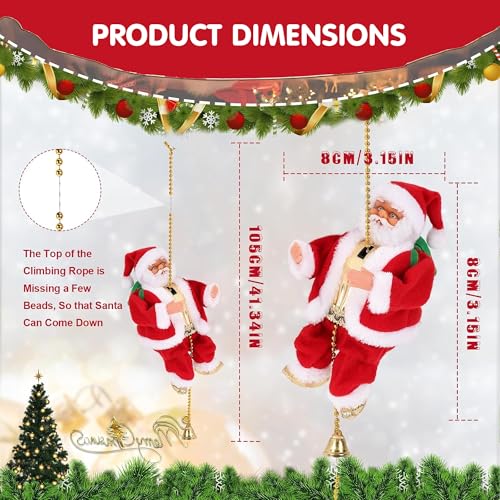 Kidology Electric Climbing Rope Santa with Music | Animated Santa Claus Figure for Christmas Tree, Home & Holiday Decorations Pack of 1 - Image 5