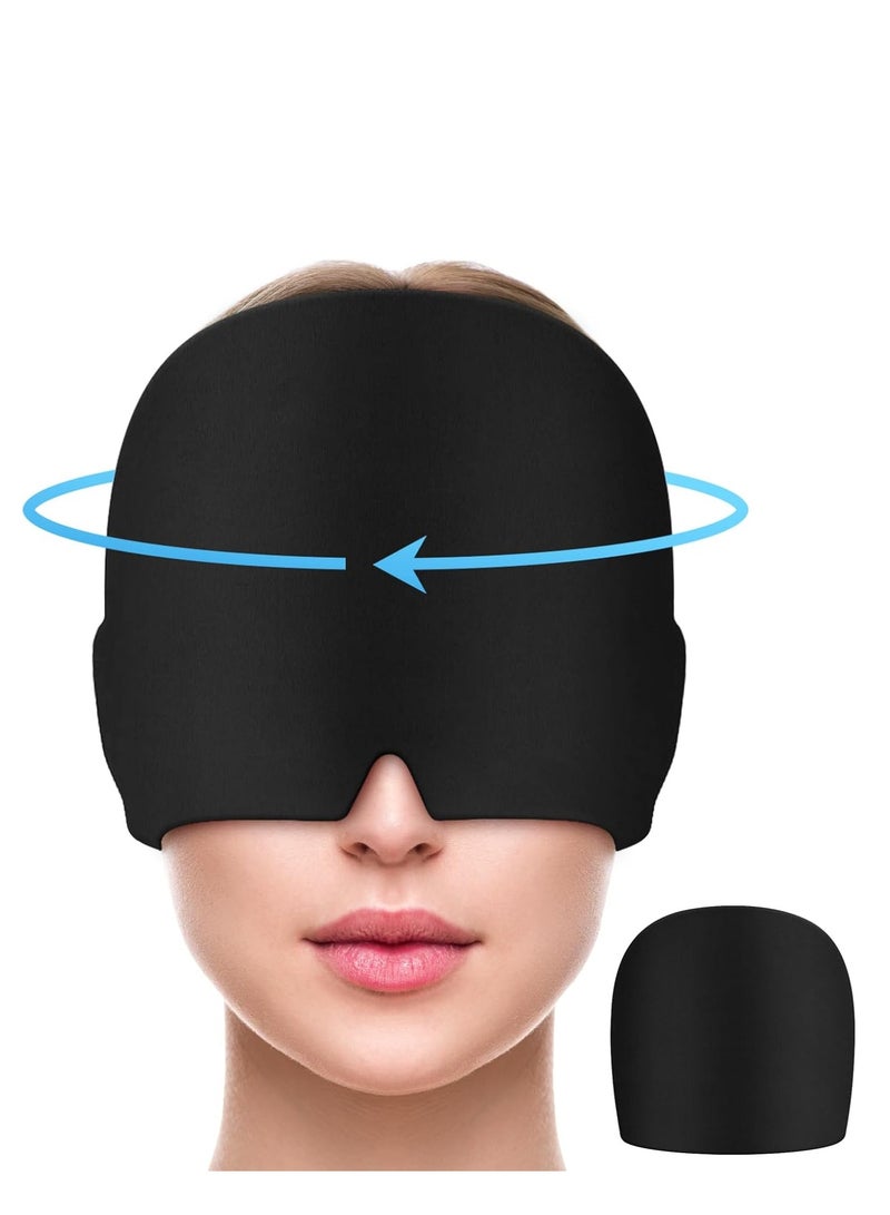 Arabest Migraine Relief Cap, All Around Gel Covered Reusable Headache Relief Cap, Black Migraine Cap for Headache Relief, Puffy Eyes(300g) - Image 1