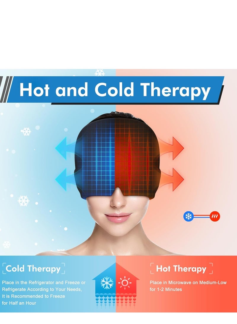 Arabest Migraine Relief Cap, All Around Gel Covered Reusable Headache Relief Cap, Black Migraine Cap for Headache Relief, Puffy Eyes(300g) - Image 3