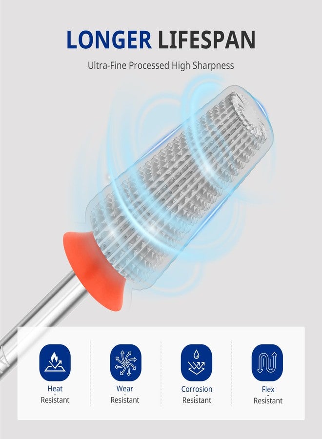 AIRDEE رأس مثقاب أظافر أكريليك كهربائي من كربيد التنجستن من AIRSEE، 5 في 1، لإزالة الجل بسرعة، ساق 3/32 بوصة، ثنائي الاتجاه، للاستخدام الاحترافي، فضي ناعم-F+XF+2XF - Image 3