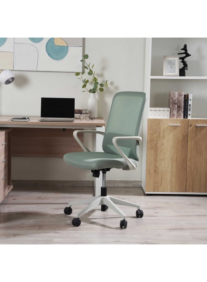 Pan Home Soffio Office Medium Back Chair Mesh And Fabric - Light Green  - Image 2