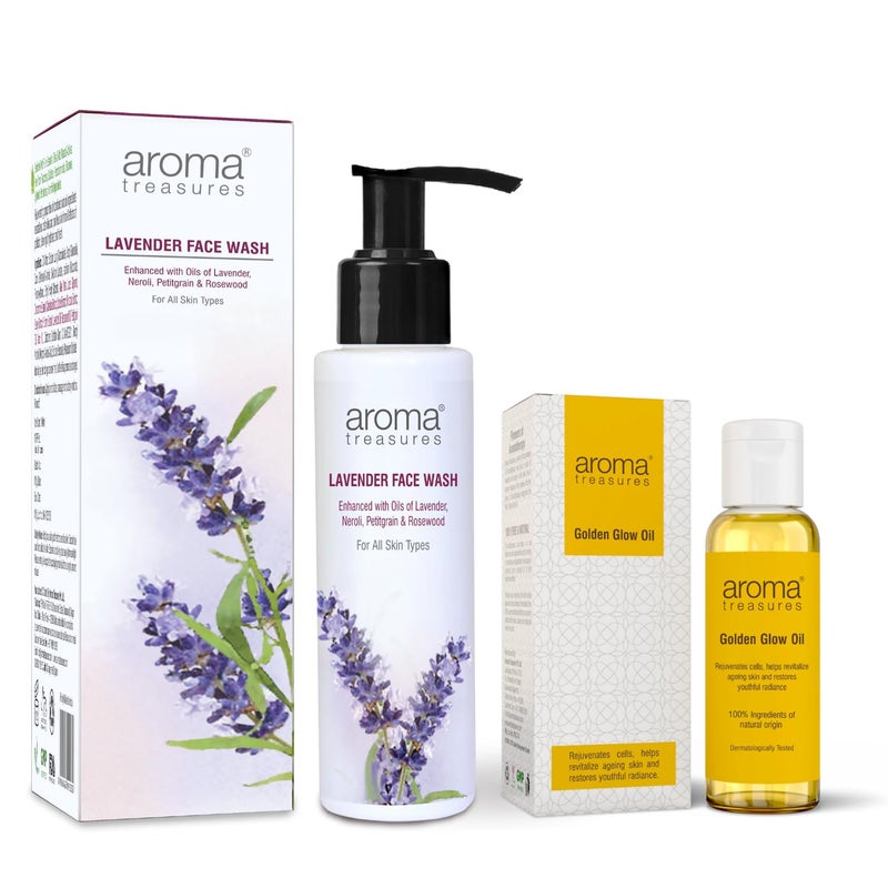 Aroma Treasures combo of Golden glow oil Lavender face wash - Image 1