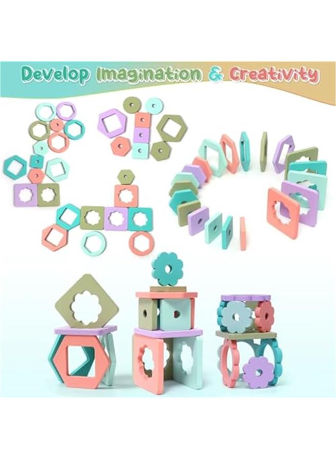 MOXO Wooden Montessori Toys for Toddlers  Educational Shape Sorter Color Stacker Puzzles and Stacking Toys for Boys and Girls aged 13 - Image 4