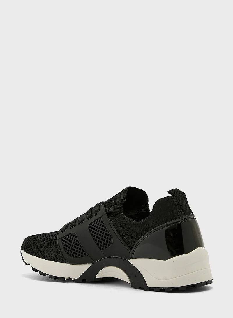 Ginger Tonal Detail Knit Pu Sneaker