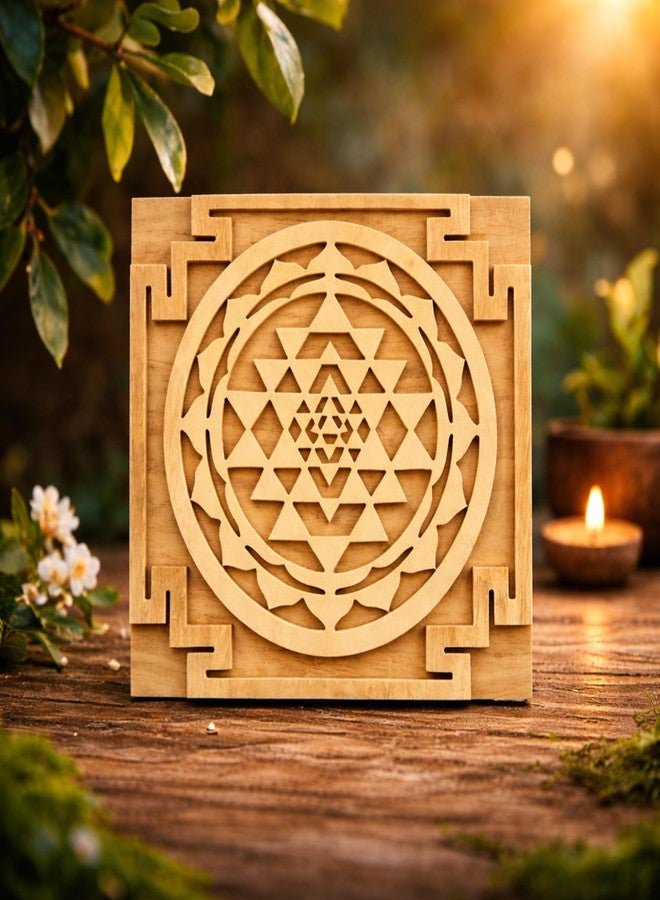 Plus Value Shriparni Shreeparni Shri Yantra Wooden Material Which Godess Lakshmiji Likes, 12.5 cm , 12.5 cm - Image 1