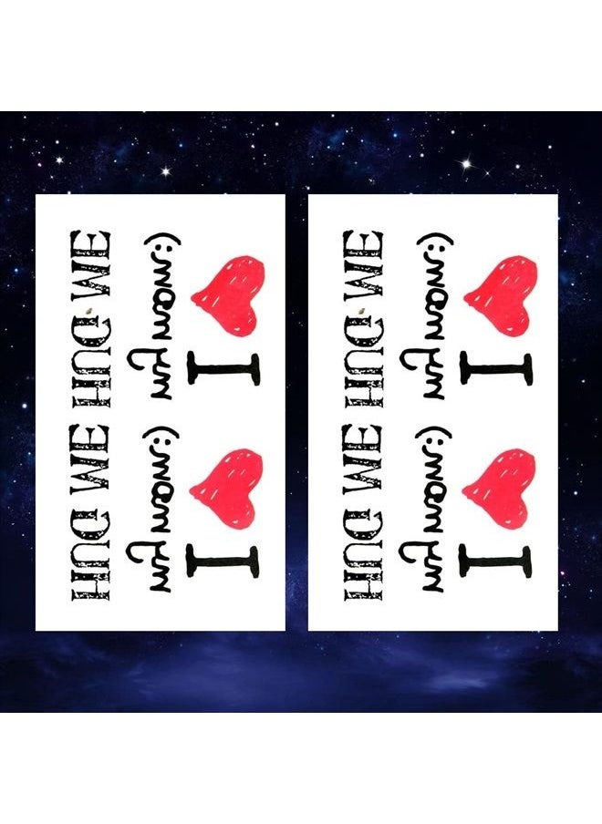 Oottati 2 Sheets Small Cute Temporary Tattoo Stickers I Love Mom Words Quote Hug Me  - Image 4