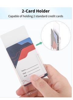 KASTWAVE Vertical 2-Card Badge Holder with Thumb Slot Hard Transparent PC Case Protector for Office School IDs Credit Cards Driver’s Licenses and Passes, 20 Pack  - Image 2