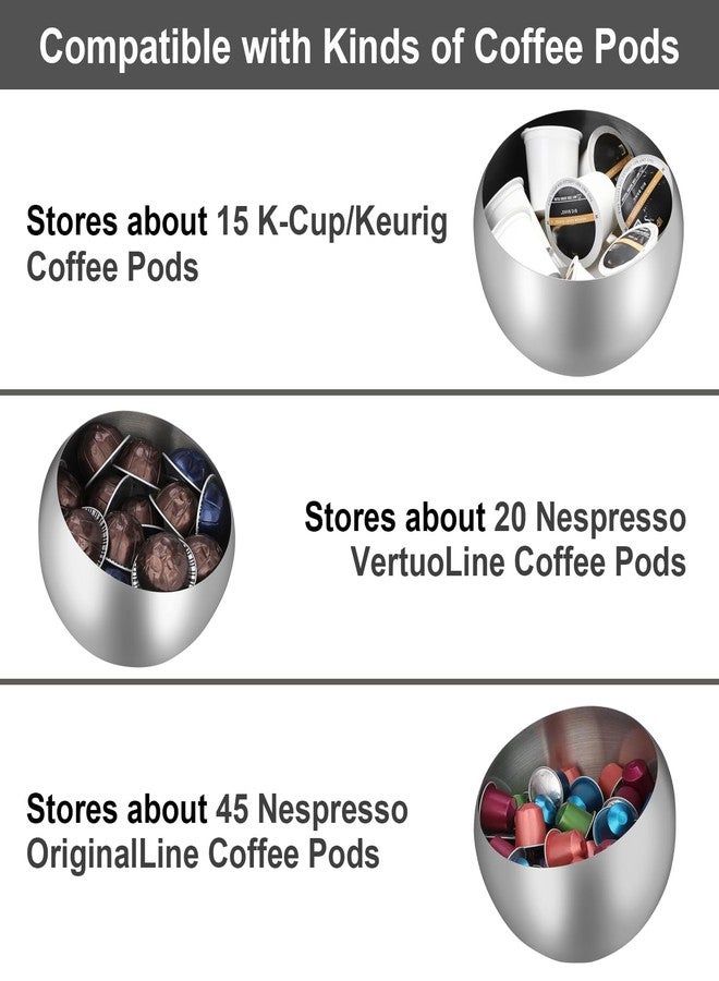 ELLDOO Coffee Pod Holder, Silver Metal Coffee Pod Storage for K Cup Nespresso Vertuo Keurig, Creamer Organizer Candy Bowl Fruit Jar for Countertop Kitchen Breakroom (Without Base) - Image 4